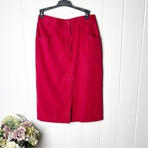 Jobis Red Lined Pencil Skirt with Pockets
